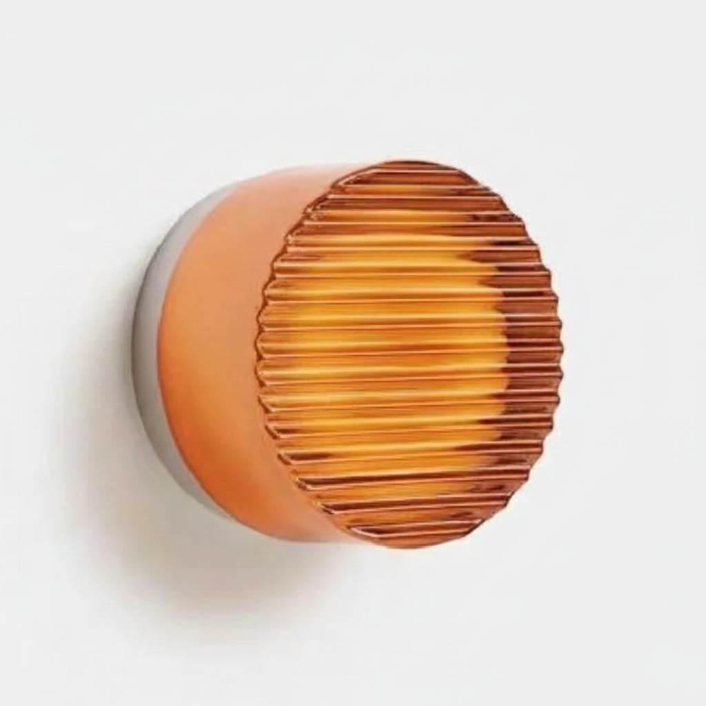 Applique Murale LED Ronde Orange en Acrylique Rainuré