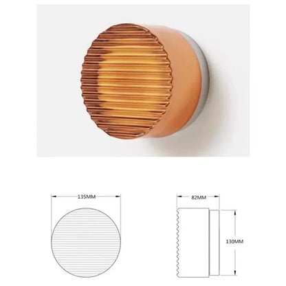 Applique Murale LED Ronde Orange en Acrylique Rainuré