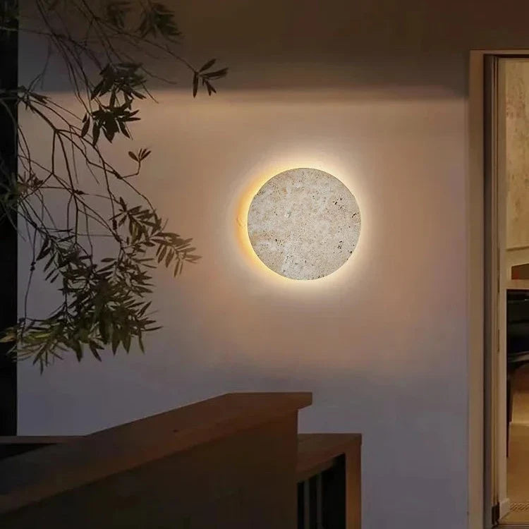 Applique Murale Ronde en Travertin Naturel