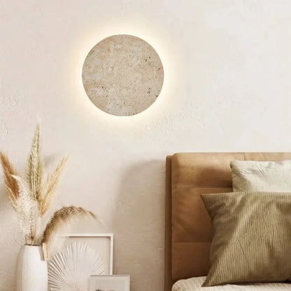 Applique Murale Ronde en Travertin Naturel