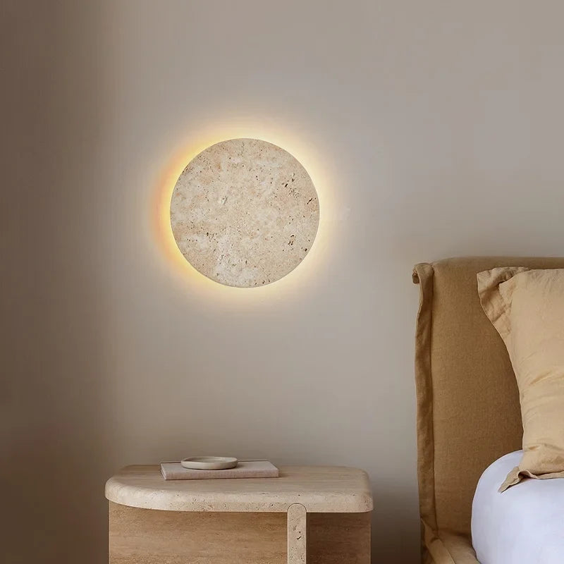 Applique Murale Ronde en Travertin Naturel
