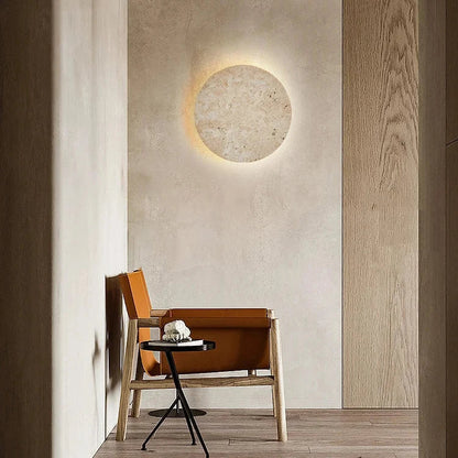 Applique Murale Ronde en Travertin Naturel