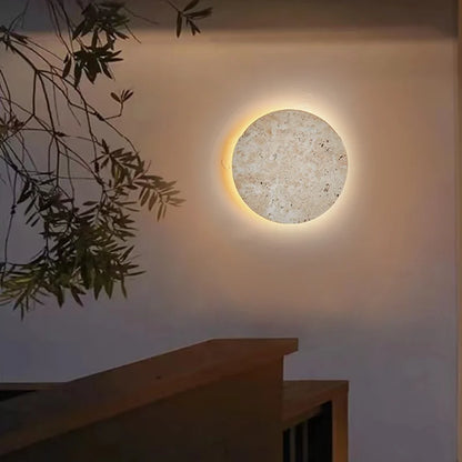 Applique Murale Ronde en Travertin Naturel