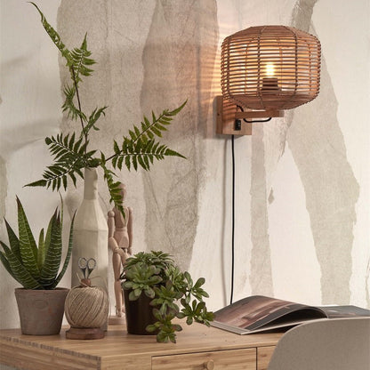 Applique Murale Tanami Rotin Tressé Naturel 25 cm