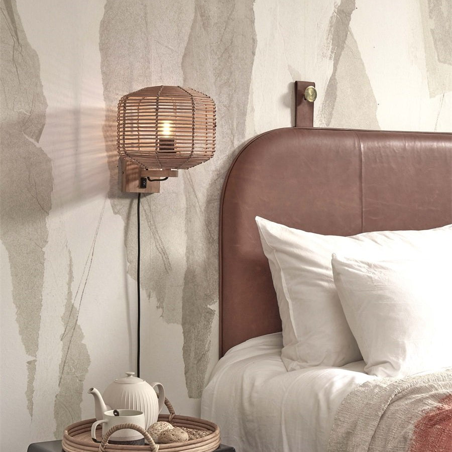 Applique Murale Tanami Rotin Tressé Naturel 25 cm