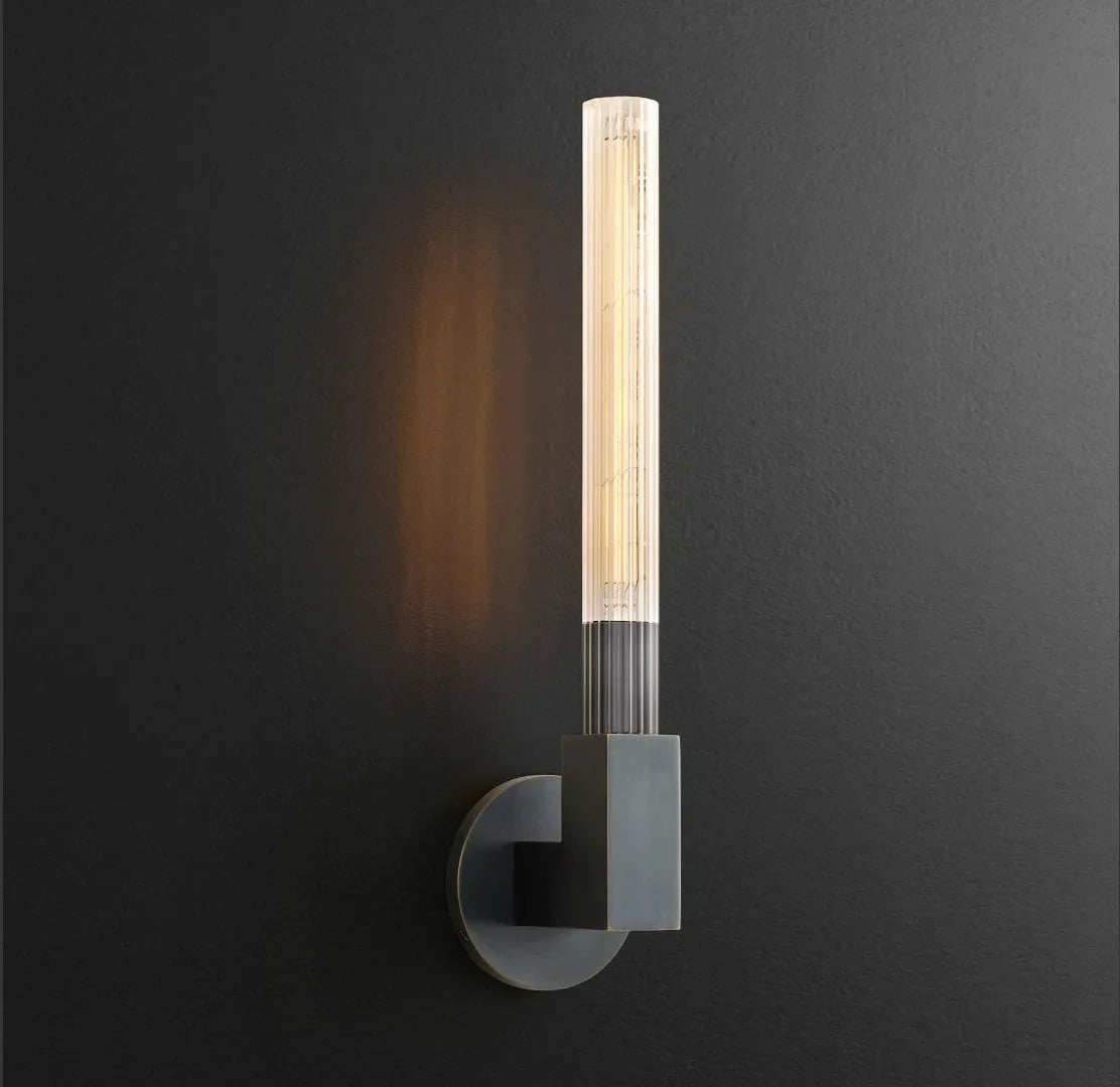 Applique Murale Tube en Verre Strié Vertical