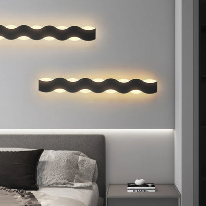 Applique Extérieure LED Vague Métal Noire Imperméable IP65