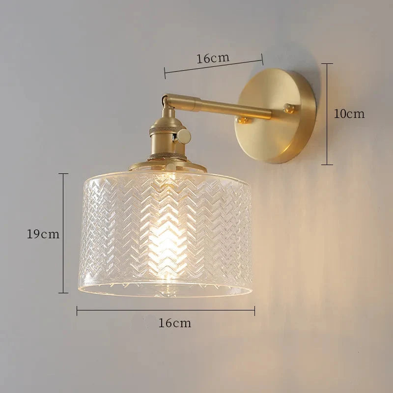 Applique Murale Orientable en Verre Strié et Laiton, Bras Articulé Rétro Nordique