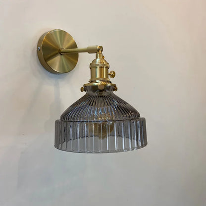 Applique Murale en Verre Strié et Laiton, Bras Orientable