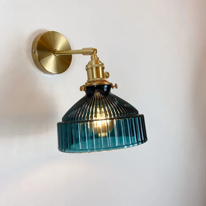 Applique Murale en Verre Strié et Laiton, Bras Orientable