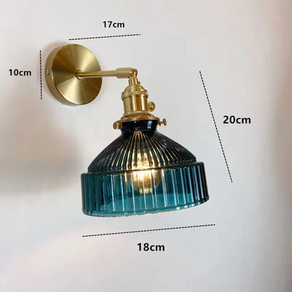 Applique Murale en Verre Strié et Laiton, Bras Orientable