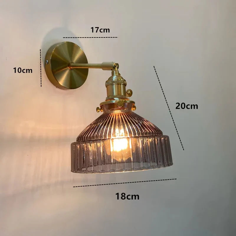 Applique Murale en Verre Strié et Laiton, Bras Orientable