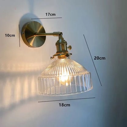 Applique Murale en Verre Strié et Laiton, Bras Orientable