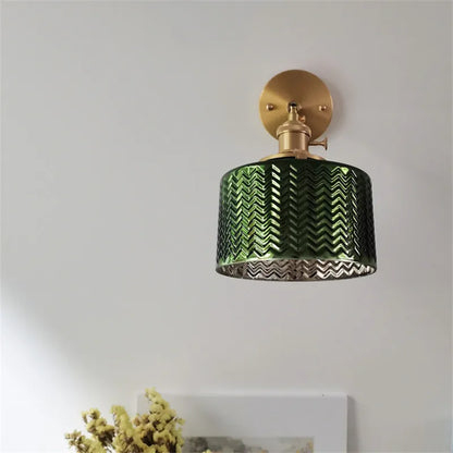 Applique Murale Orientable en Verre Strié et Laiton, Bras Articulé Rétro Nordique