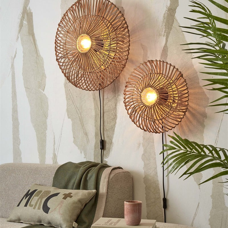 Applique Murale Zanzibar Rotin Tressé Naturel 55 cm