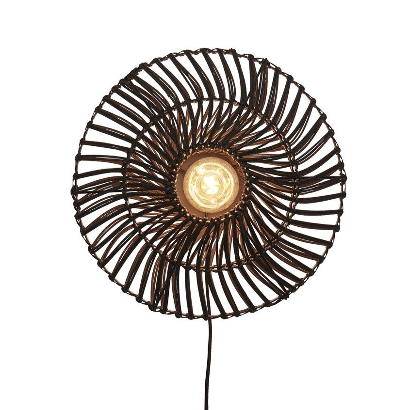 Applique Murale Zanzibar Rotin Tressé Noir 40 cm