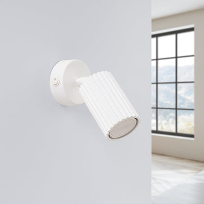 Applique Murale Orientable Oslo avec Interrupteur en Aluminium Cannelé Blanc