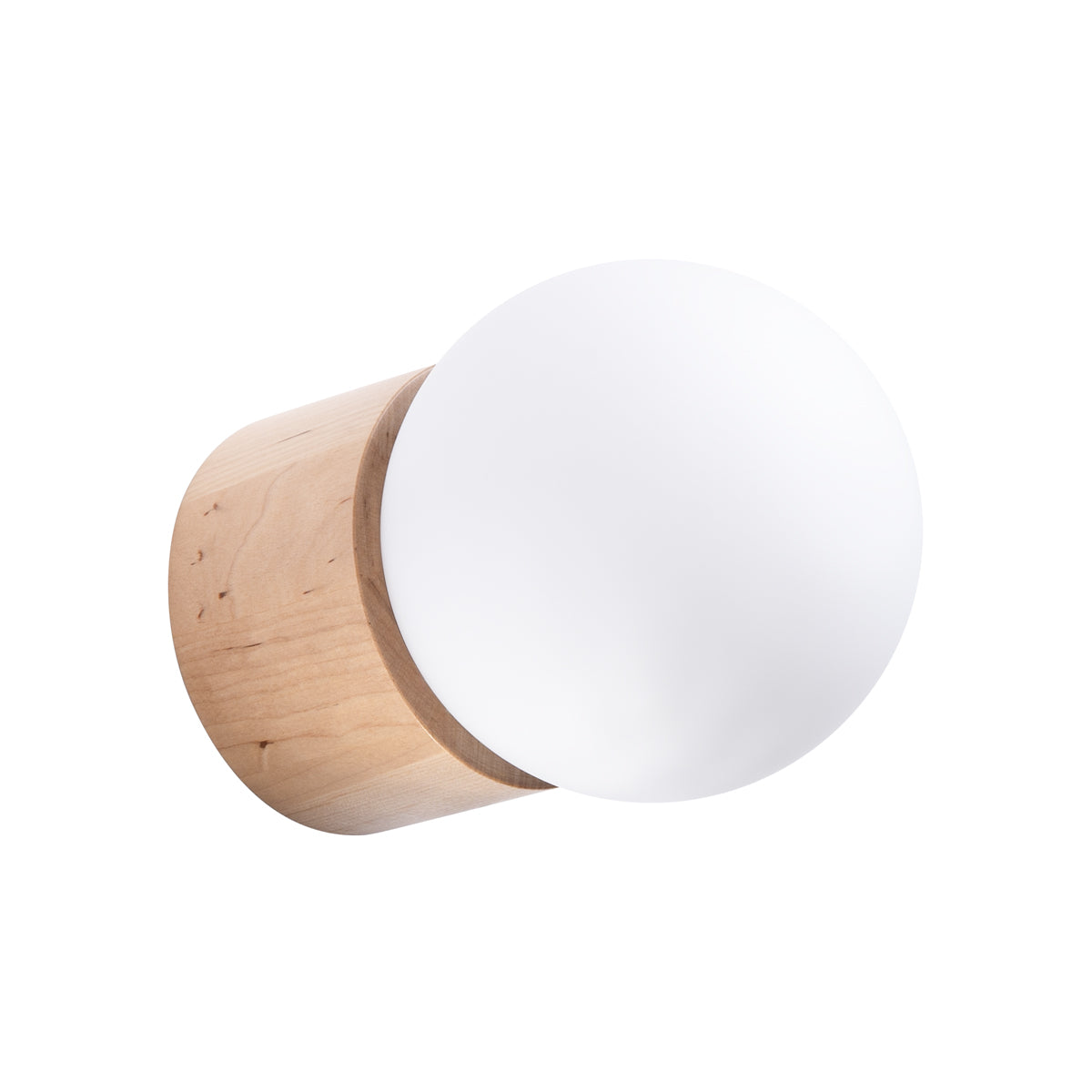 Applique Murale Pure Bois Naturel et Globe Opale