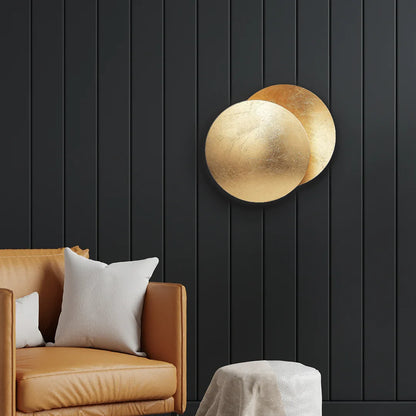 Applique Murale LED Design Éclipse Dorée