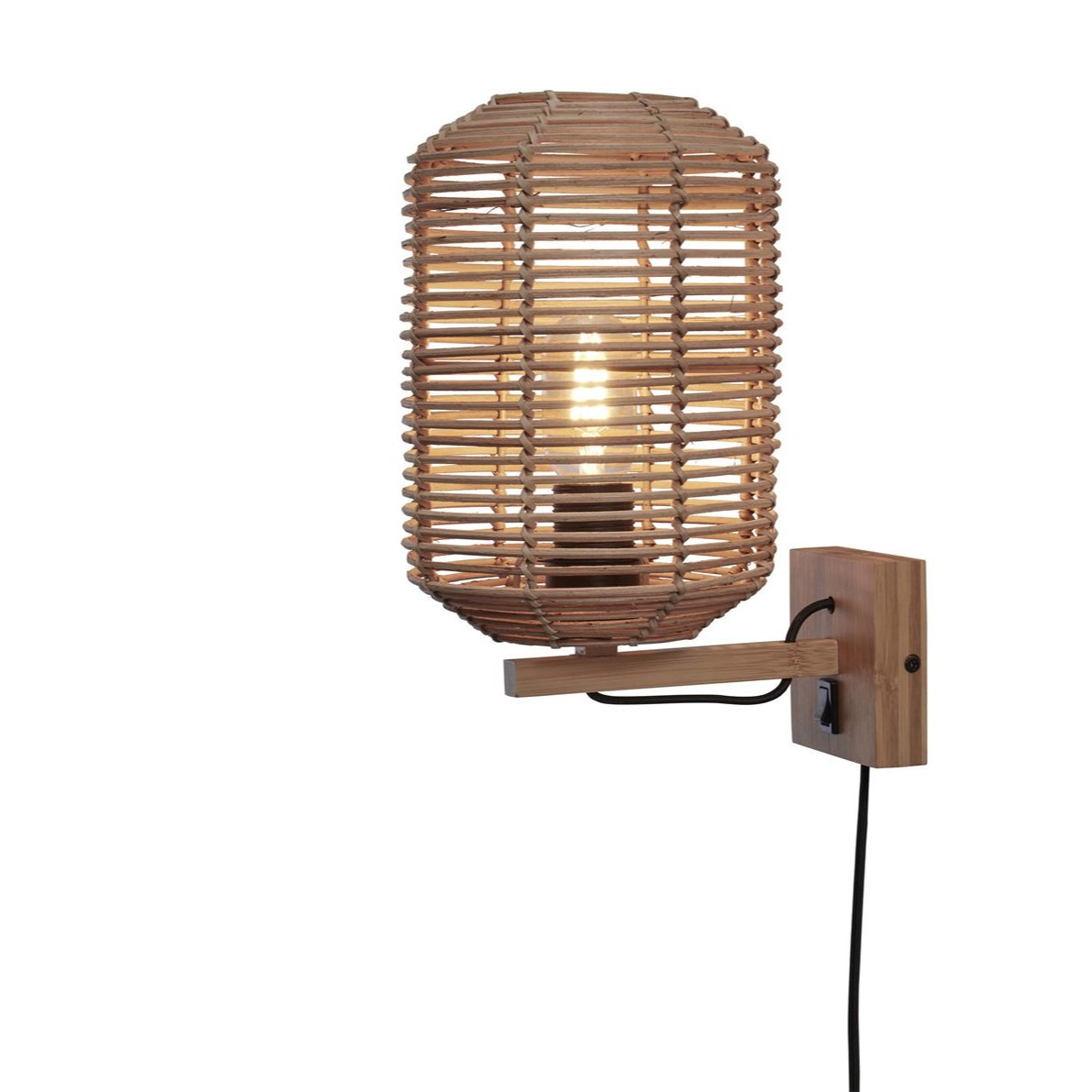 Applique Murale Tanami Rotin Tressé Bois Naturel 25 cm