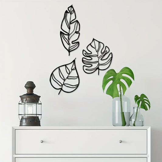 Décoration Murale 3 Feuilles Métal Moderne