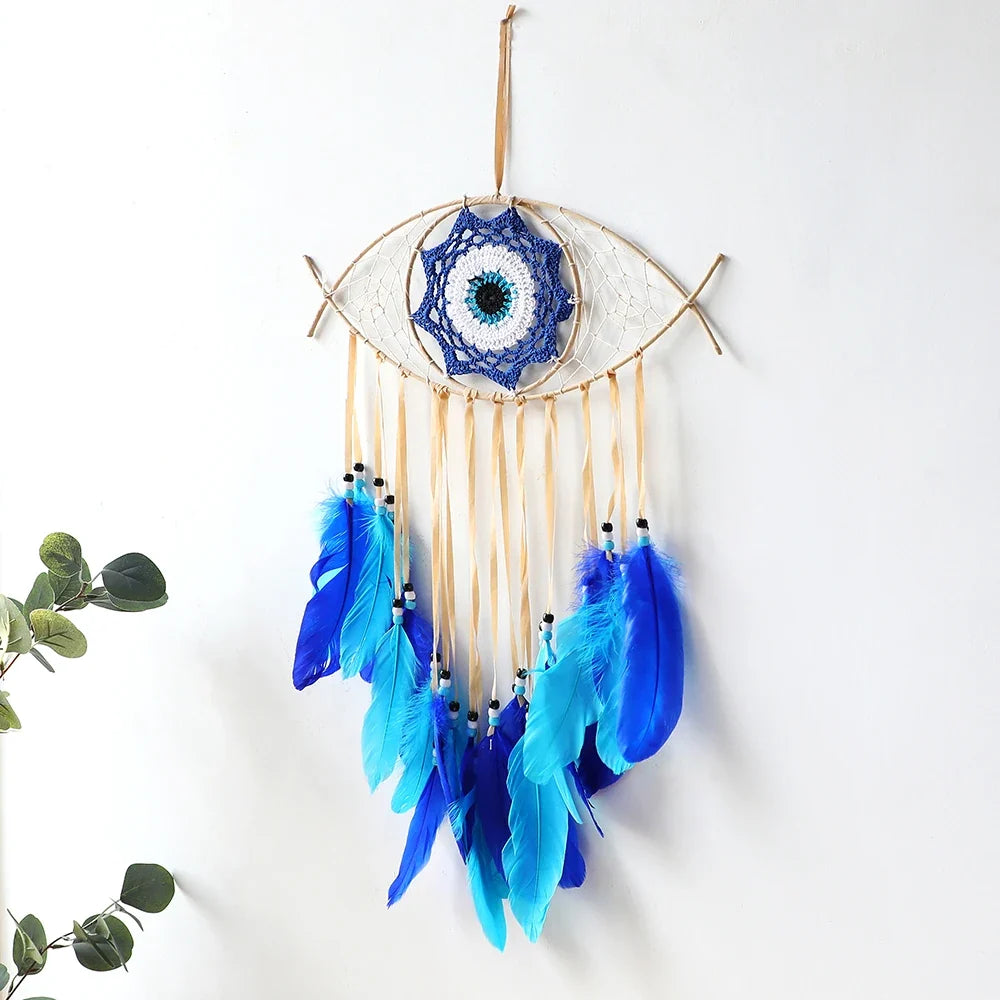 Décoration Murale Œil Bleu Macramé
