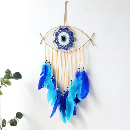 Décoration Murale Œil Bleu Macramé