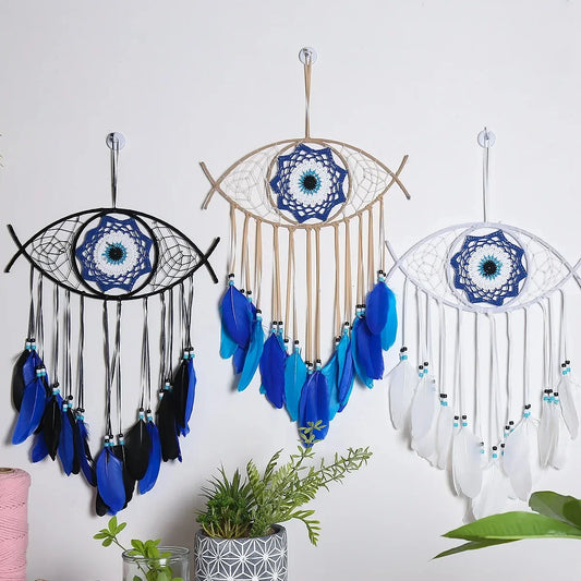 Décoration Murale Œil Bleu Macramé