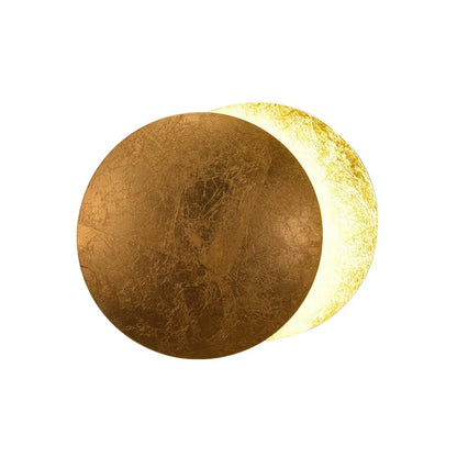 Applique Murale LED Design Éclipse Dorée