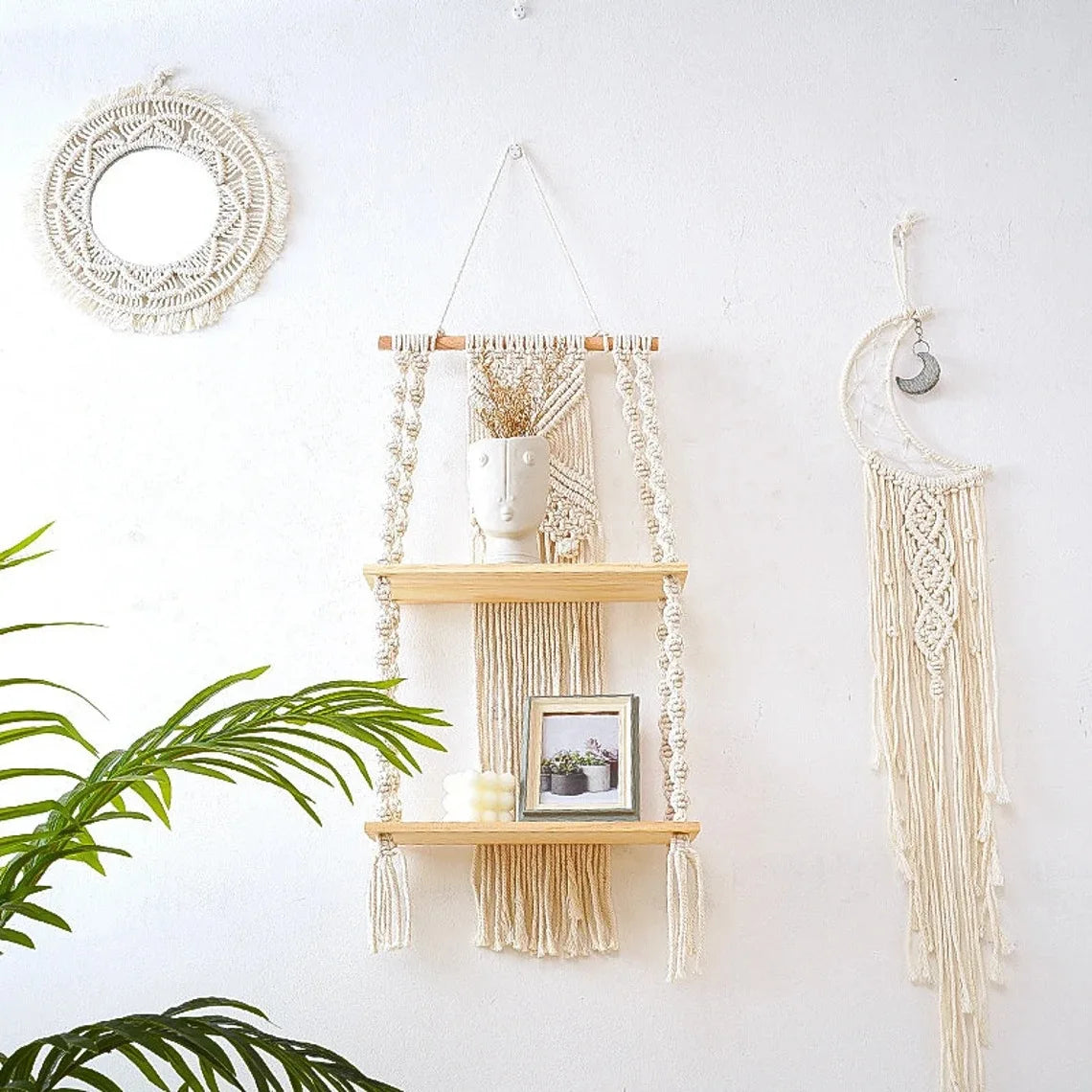 Étagère Murale Macramé Bohème Tissé
