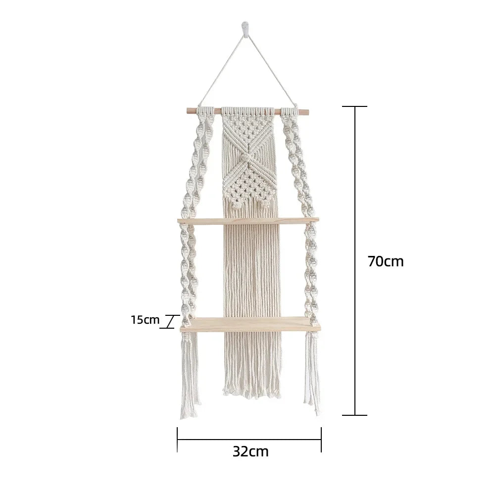 Étagère Murale Macramé Bohème Tissé