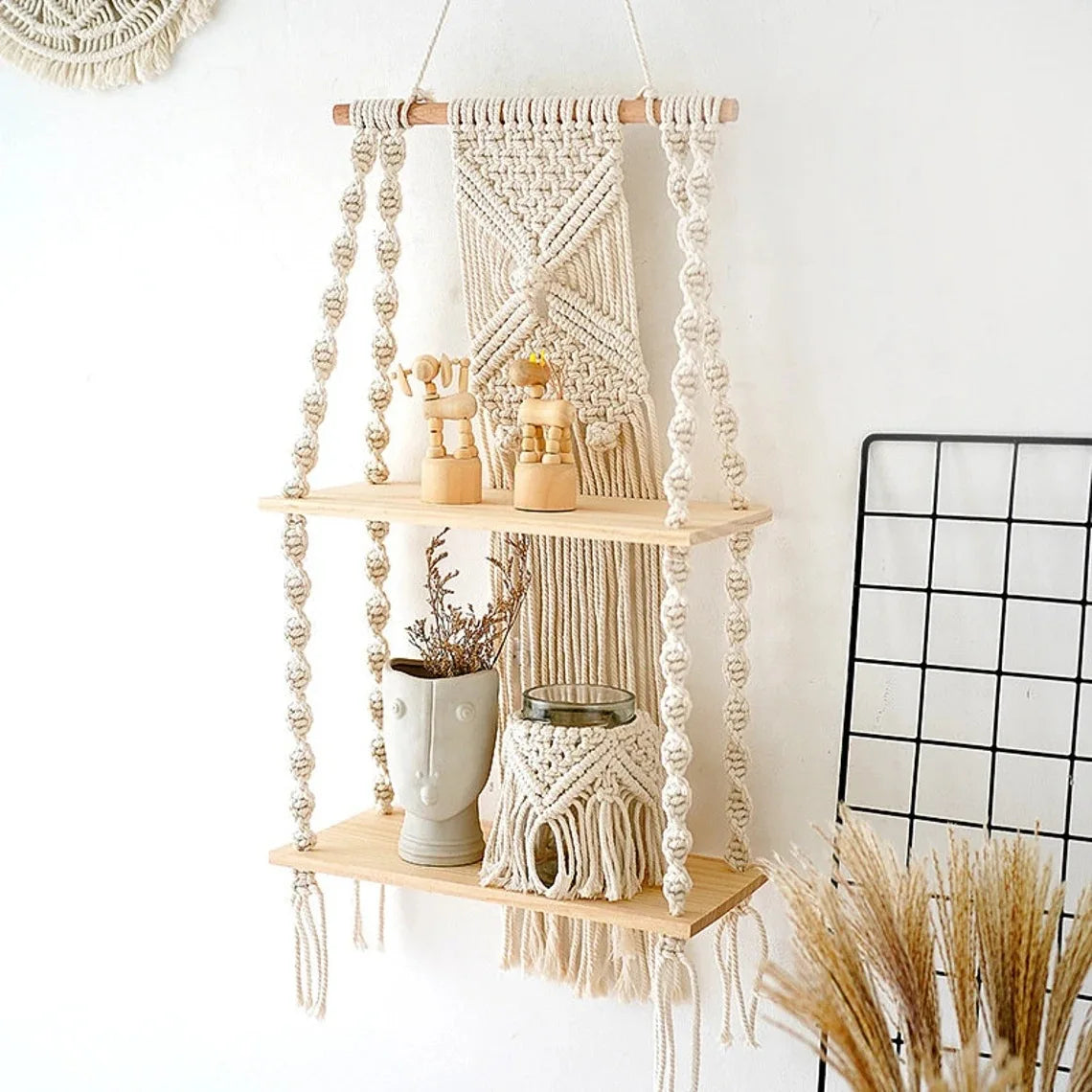 Étagère Murale Macramé Bohème Tissé
