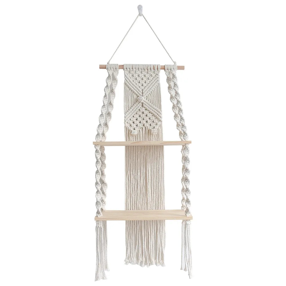 Étagère Murale Macramé Bohème Tissé