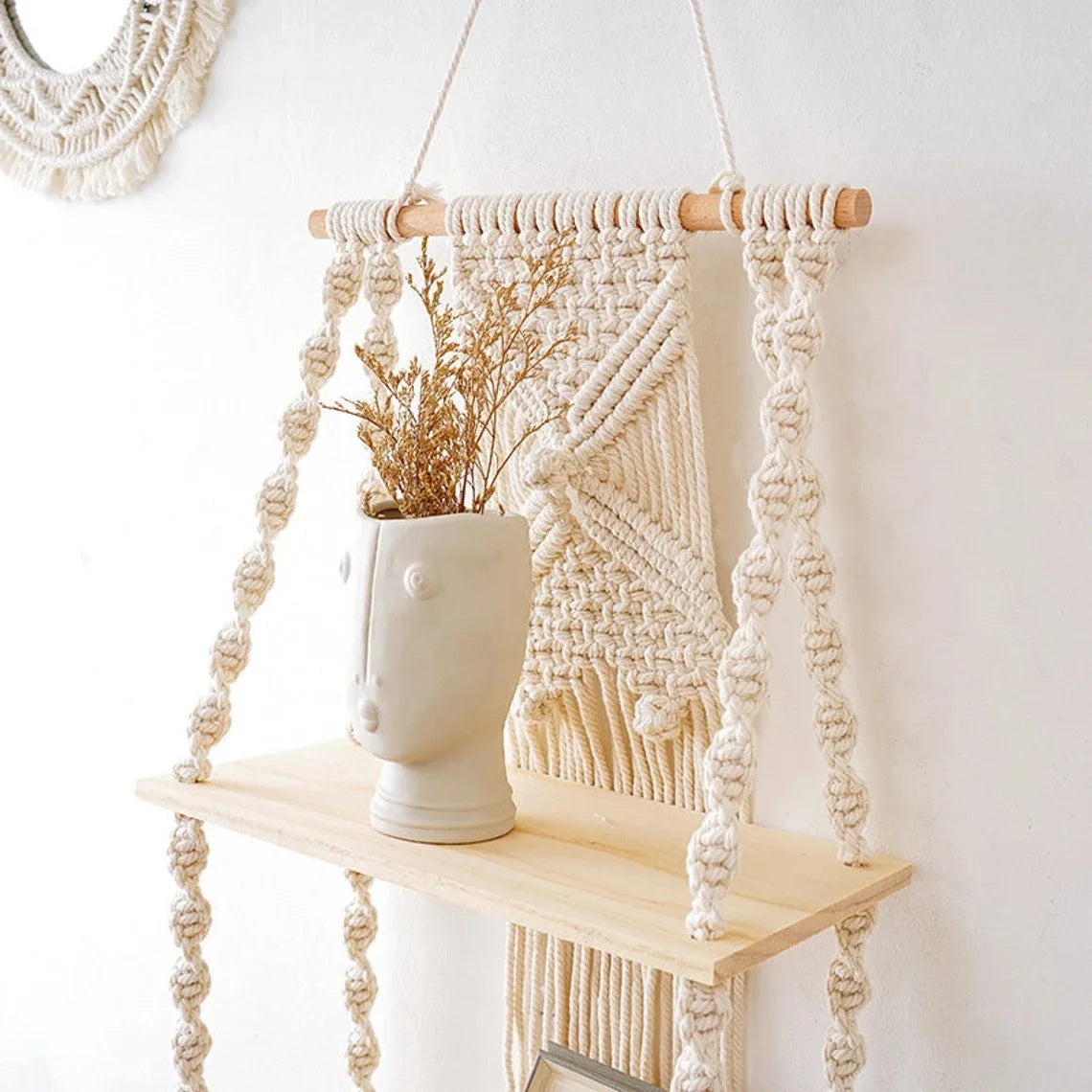 Étagère Murale Macramé Bohème Tissé