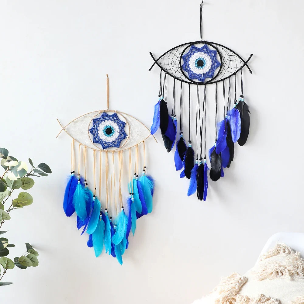 Décoration Murale Œil Bleu Macramé