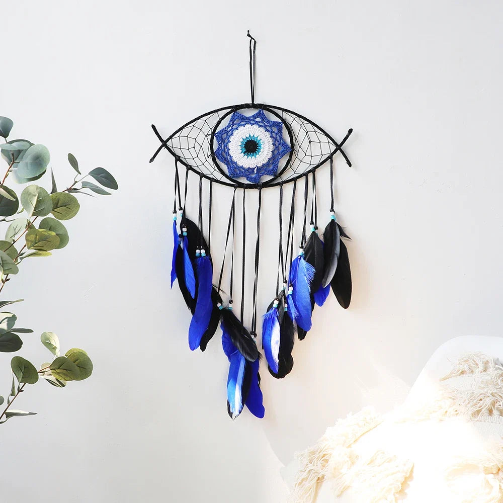 Décoration Murale Œil Bleu Macramé
