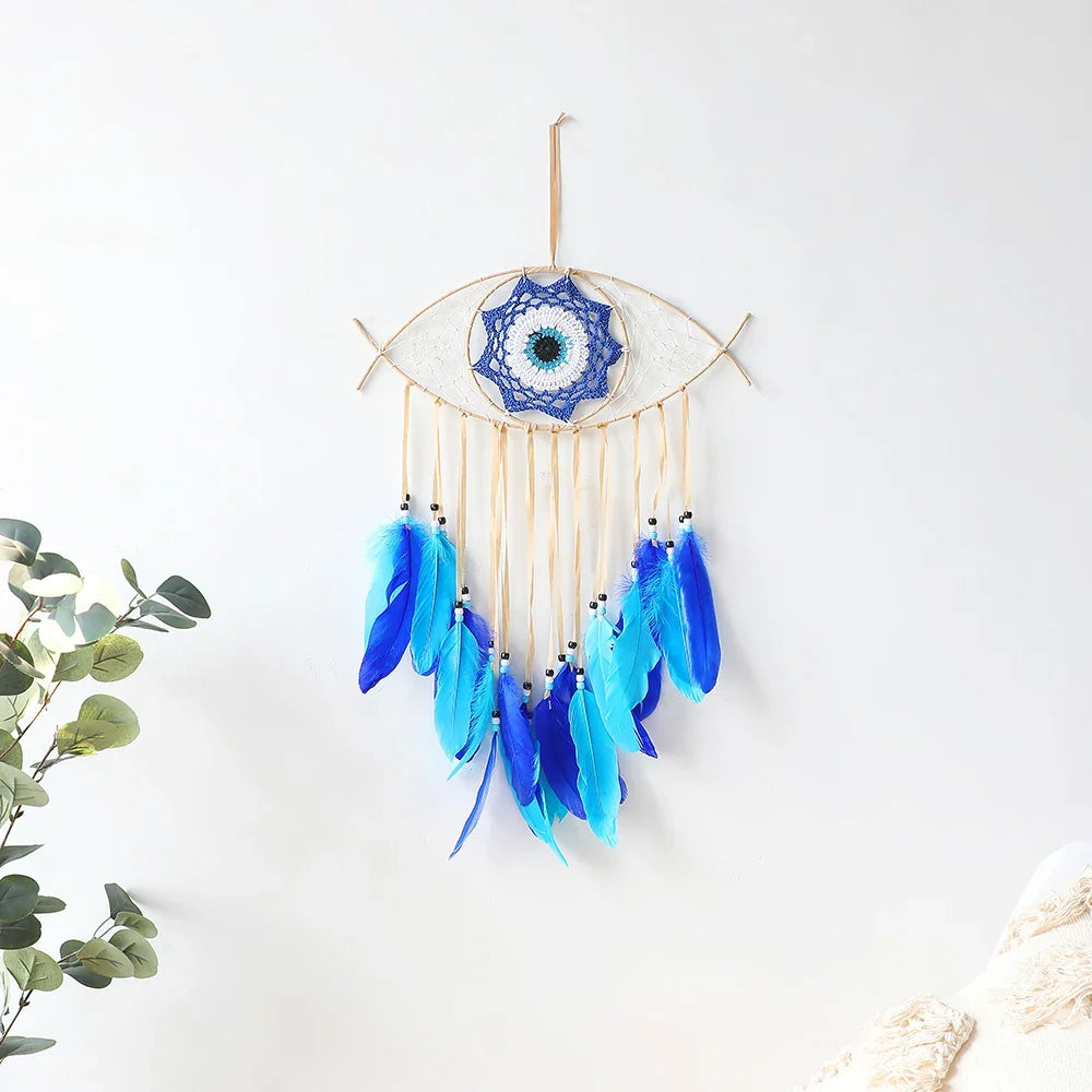 Décoration Murale Œil Bleu Macramé